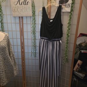 Black and White Striped Jumpsuit